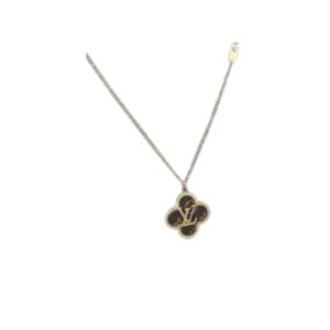 11 black four petal flower necklace gold tone for women 2799