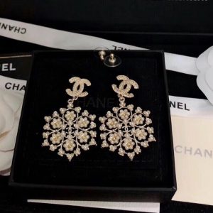 6 snowflakes earrings gold tone for women 2799