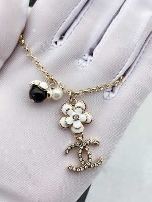 white camellia necklace gold tone for women 2799