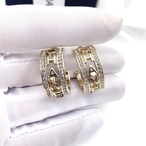 6 engraving the letter chanel earrings gold tone for women 2799