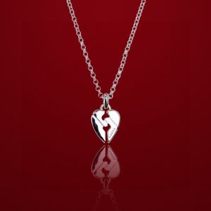 5 broken heart necklace silver tone for women 2799