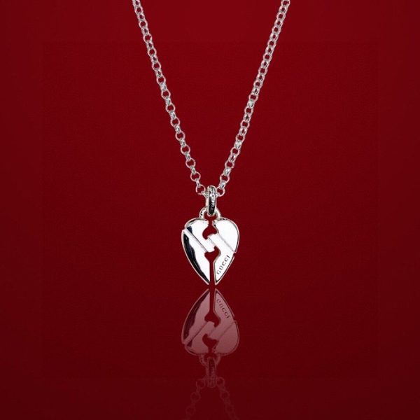 5 broken heart necklace silver tone for women 2799 1