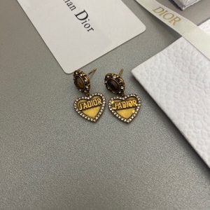 Engraved Jadior Heart Earrings Gold Tone For Women   2799