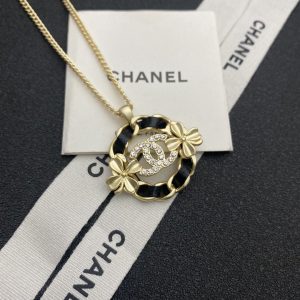 8 black circle pendant necklace gold tone for women 2799