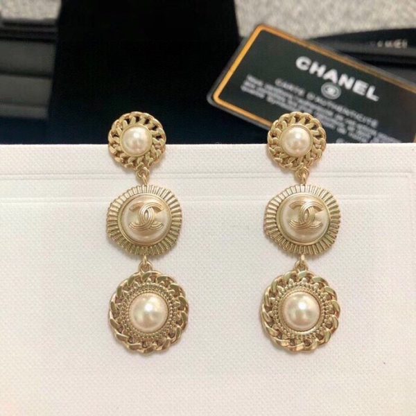 2 pearl links earrings gold tone for women 2799