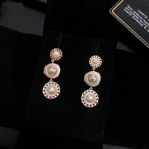 3 pearl links earrings gold tone for women 2799