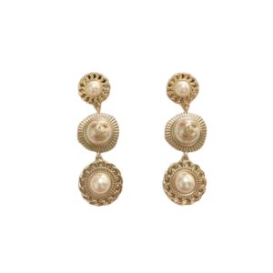 4 pearl links earrings gold tone for women 2799