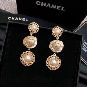 7 pearl links earrings gold tone for women 2799
