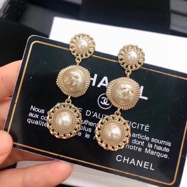8 pearl links earrings gold tone for women 2799