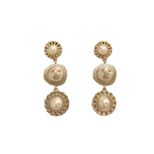 11 pearl links earrings gold tone for women 2799