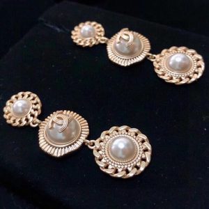 12 pearl links earrings gold tone for women 2799