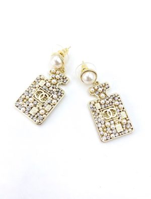perfume bottle earrings gold tone for women 2799