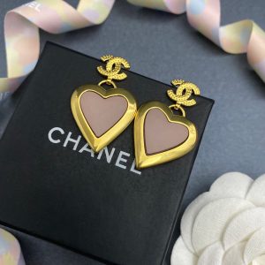 yellow thick border heart earrings gold tone for women 2799