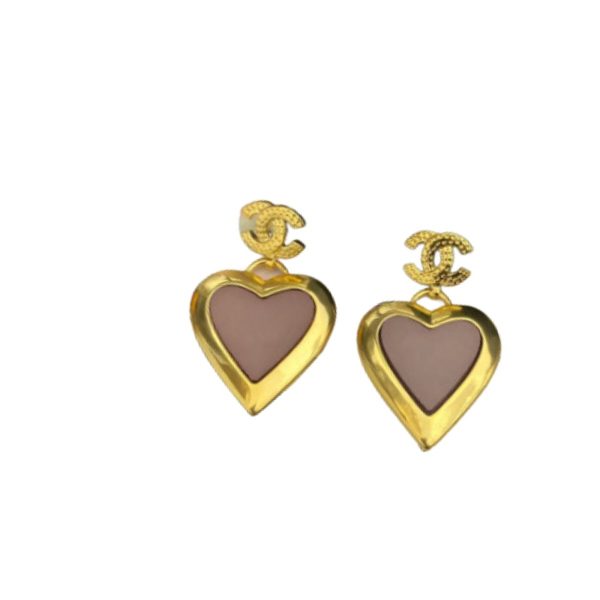 4 yellow thick border heart earrings gold tone for women 2799