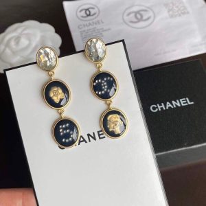 printed many details earrings gold tone for women 2799