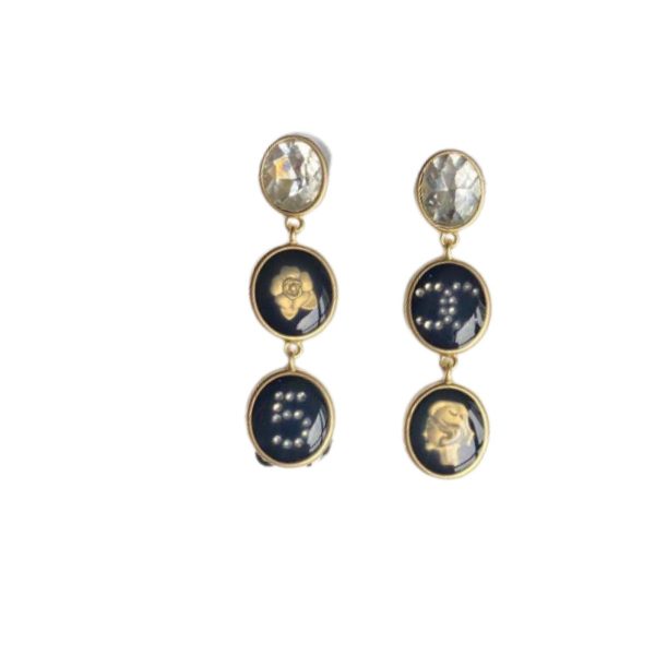 10 printed many details earrings gold tone for women 2799