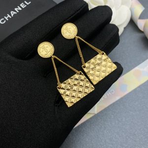 3-Engraved Douple C Handbag Earrings Gold Tone For Women   2799