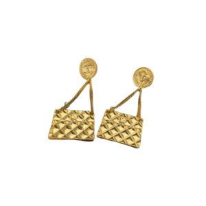 4-Engraved Douple C Handbag Earrings Gold Tone For Women   2799