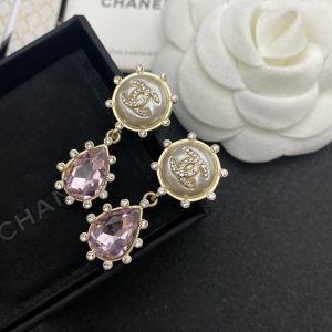 3-Purple Oval Stone Earrings Gold Tone For Women   2799
