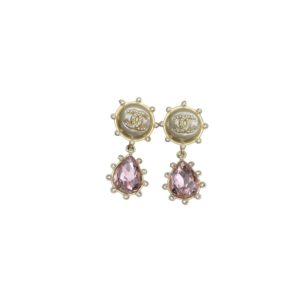 4-Purple Oval Stone Earrings Gold Tone For Women   2799
