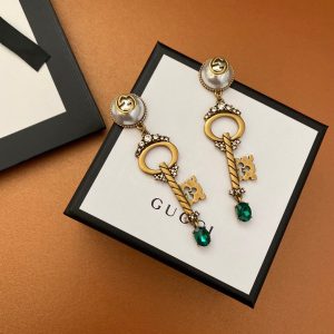 key green stone earrings gold tone for women 2799