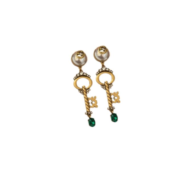 4 key green stone earrings gold tone for women 2799