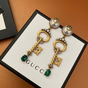 6 key green stone earrings gold tone for women 2799