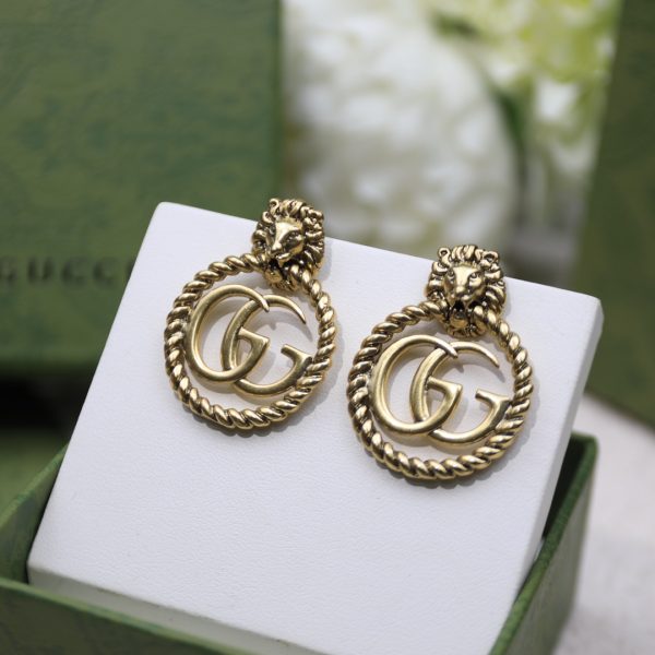 lion head earrings gold tone for women 2799