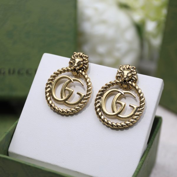 1 lion head earrings gold tone for women 2799