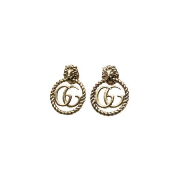 4 lion head earrings gold tone for women 2799