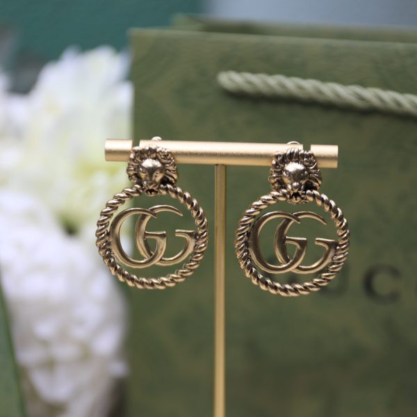 5 lion head earrings gold tone for women 2799