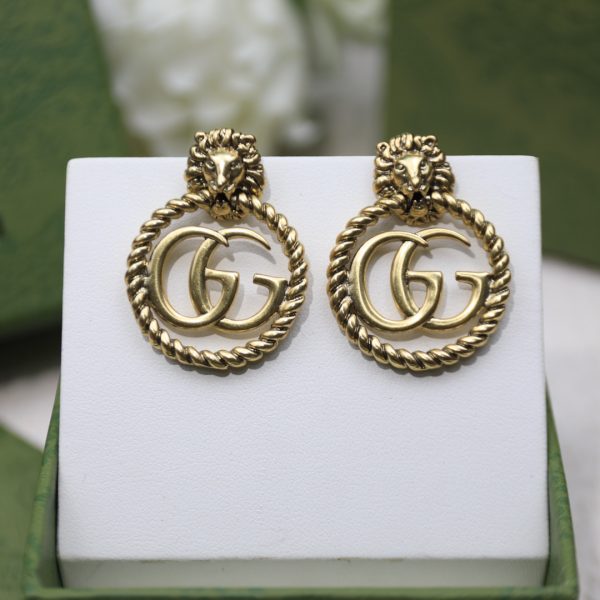 6 lion head earrings gold tone for women 2799