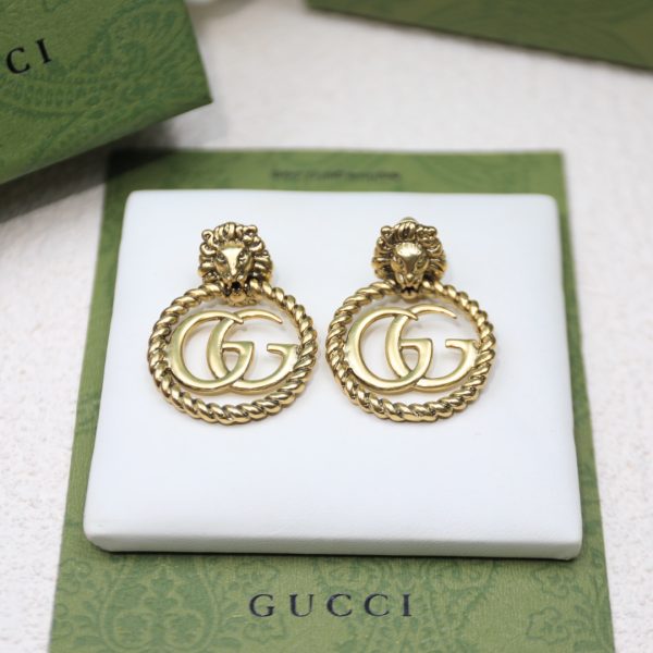 7 lion head earrings gold tone for women 2799