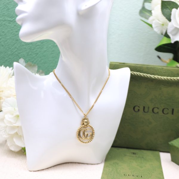 3 lion head necklace gold tone for women 2799