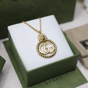 6 lion head necklace gold tone for women 2799