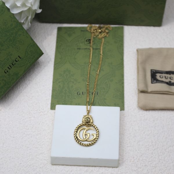 7 lion head necklace gold tone for women 2799