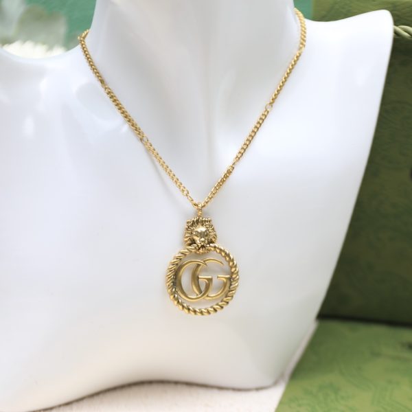 8 lion head necklace gold tone for women 2799
