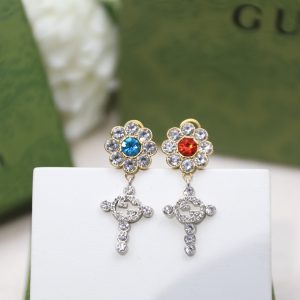 blue and red stone earrings gold tone for women 2799