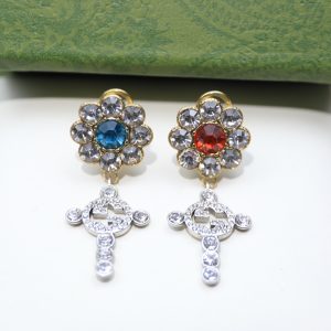 2 blue and red stone earrings gold tone for women 2799