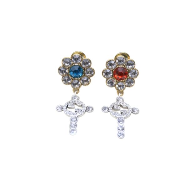 4 blue and red stone earrings gold tone for women 2799