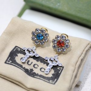 5 blue and red stone earrings gold tone for women 2799