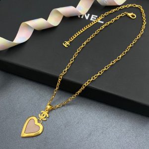 1 yellow thick border heart necklace gold tone for women 2799
