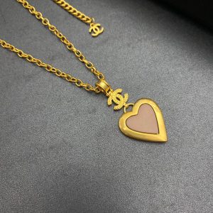 2 yellow thick border heart necklace gold tone for women 2799