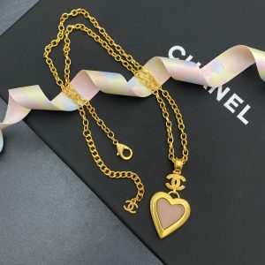 3 yellow thick border heart necklace gold tone for women 2799