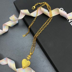 5 yellow thick border heart necklace gold tone for women 2799