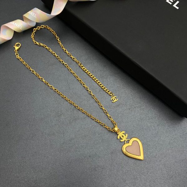 6 yellow thick border heart necklace gold tone for women 2799