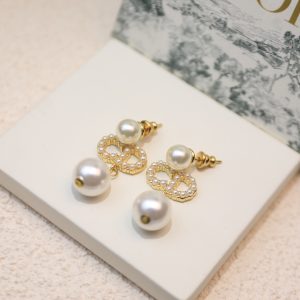 1-Dior Tribales Pearl Earrings Gold Tone For Women   2799