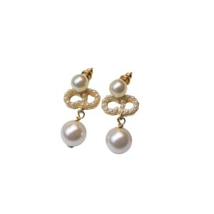 4-Dior Tribales Pearl Earrings Gold Tone For Women   2799