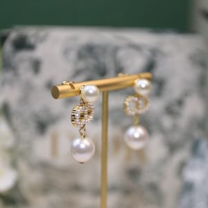 12 dior tribales pearl earrings gold tone for women 2799