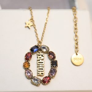 1 colorful twinkle stones pendant necklace gold tone for women 2799
